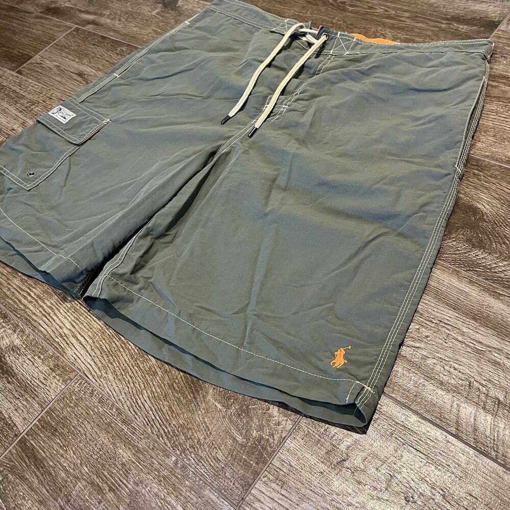 Vintage Polo Ralph Lauren Men’s L Green Kailua Swim Trunks Board Shorts Pockets